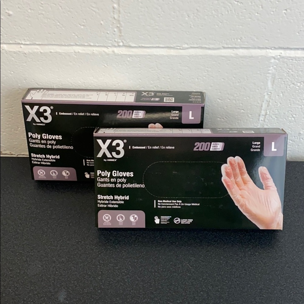 AMMEX Stretch Hybrid Poly Gloves, Large Size